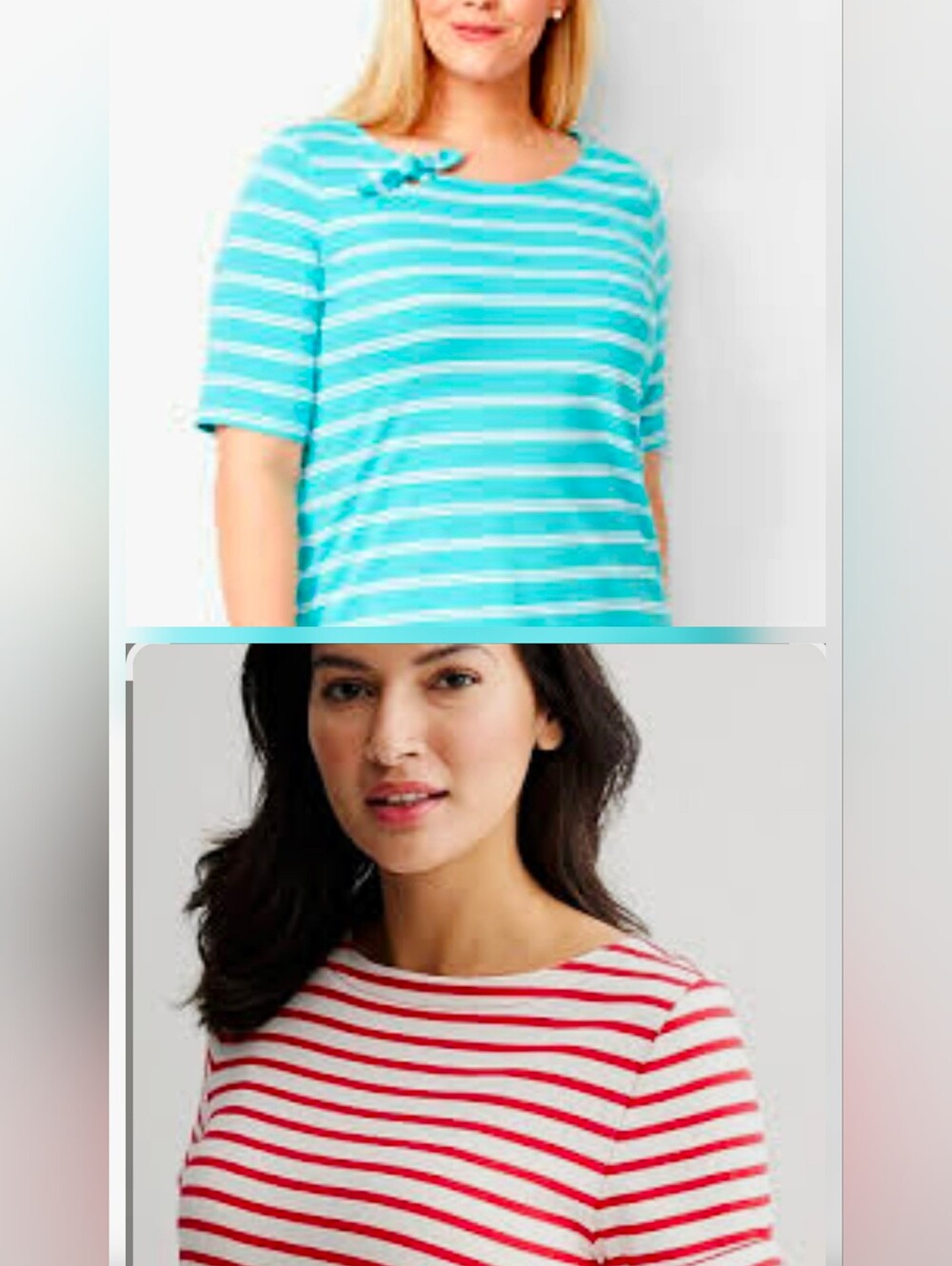 ONLY $40 NWT Lot 2 Croft&Barrow Boatneck Tee - Striped Turquoise & Red XXL